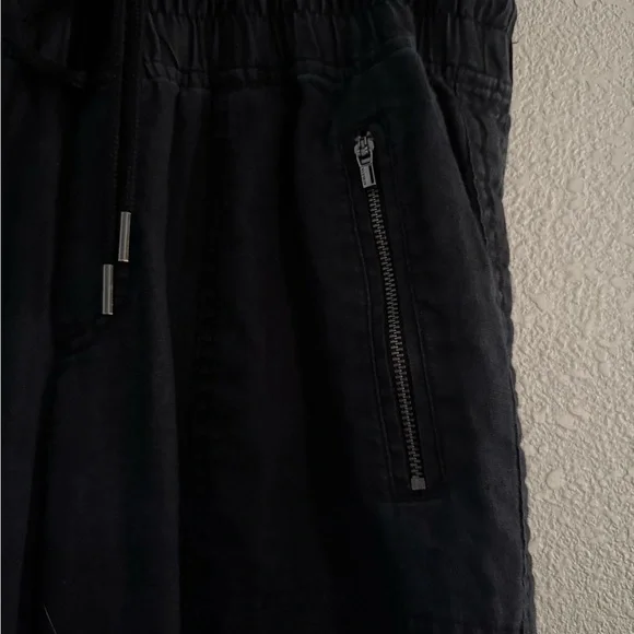 Athleta Pants 12P Cabo Wide-Leg High Rise Joggers Black Linen - Picture 6 of 12